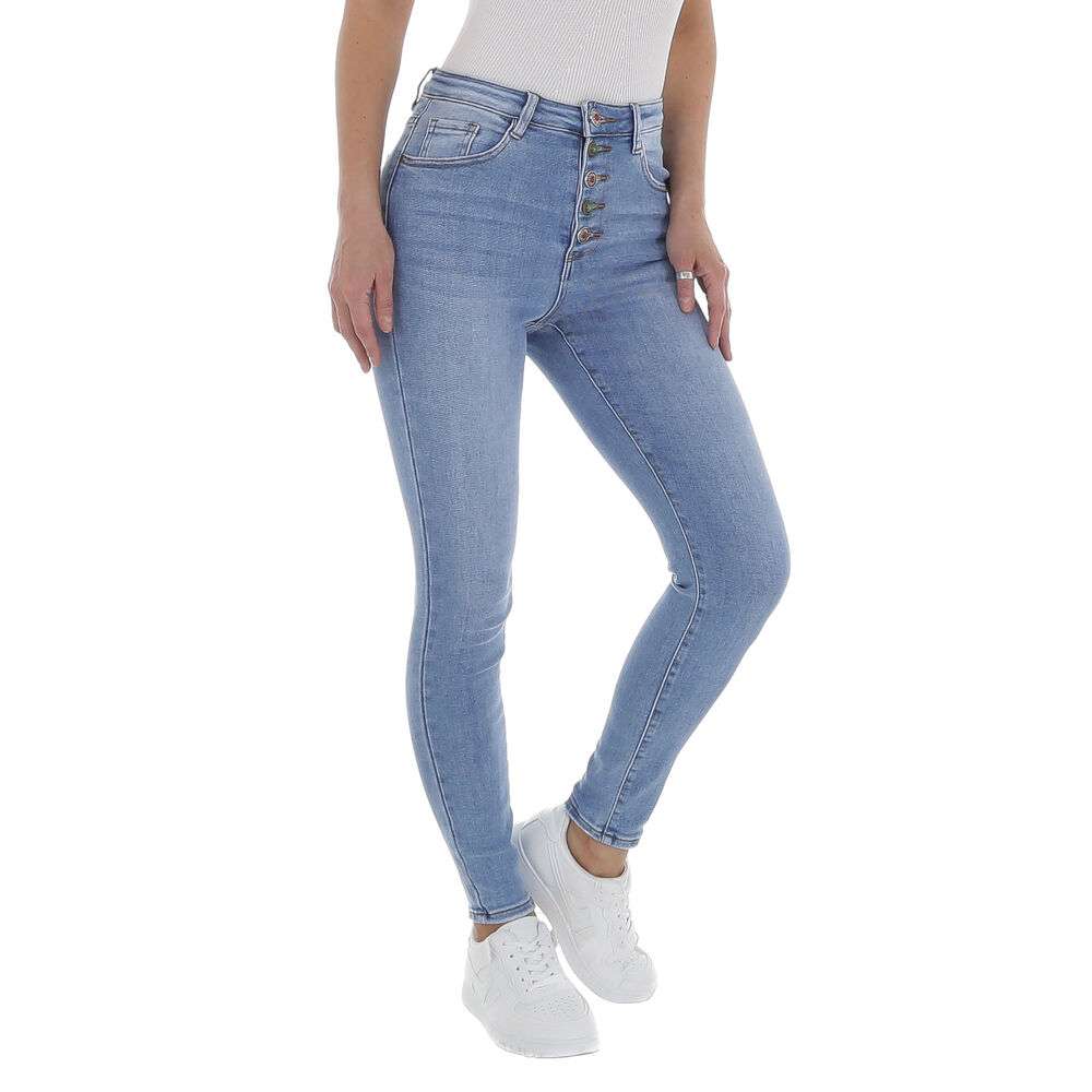 Blugi skinny talie inalta - albastru dama