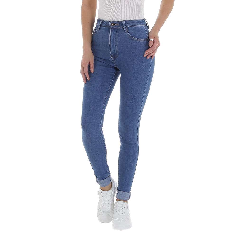 Blugi skinny talie inalta - albastru dama