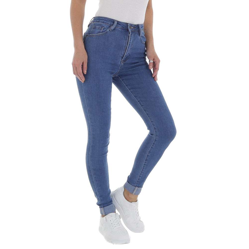 Blugi skinny talie inalta - albastru dama
