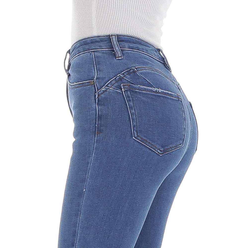 Blugi skinny talie inalta - albastru dama