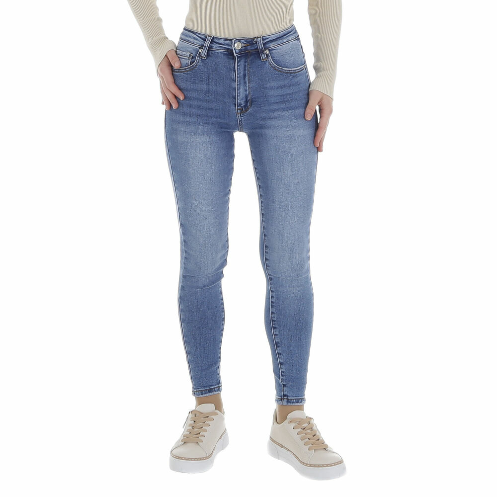 Blugi skinny talie inalta - albastru dama