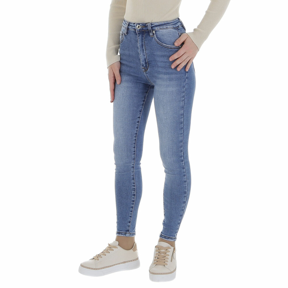 Blugi skinny talie inalta - albastru dama