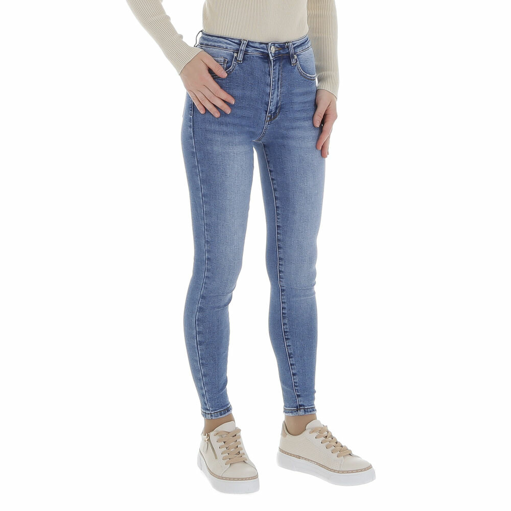 Blugi skinny talie inalta - albastru dama