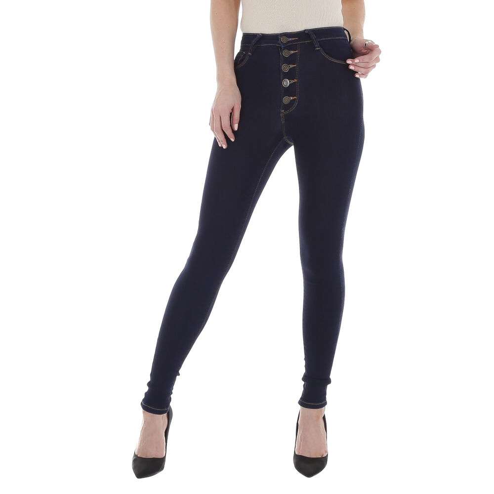 Blugi skinny talie inalta - DK.albastru dama