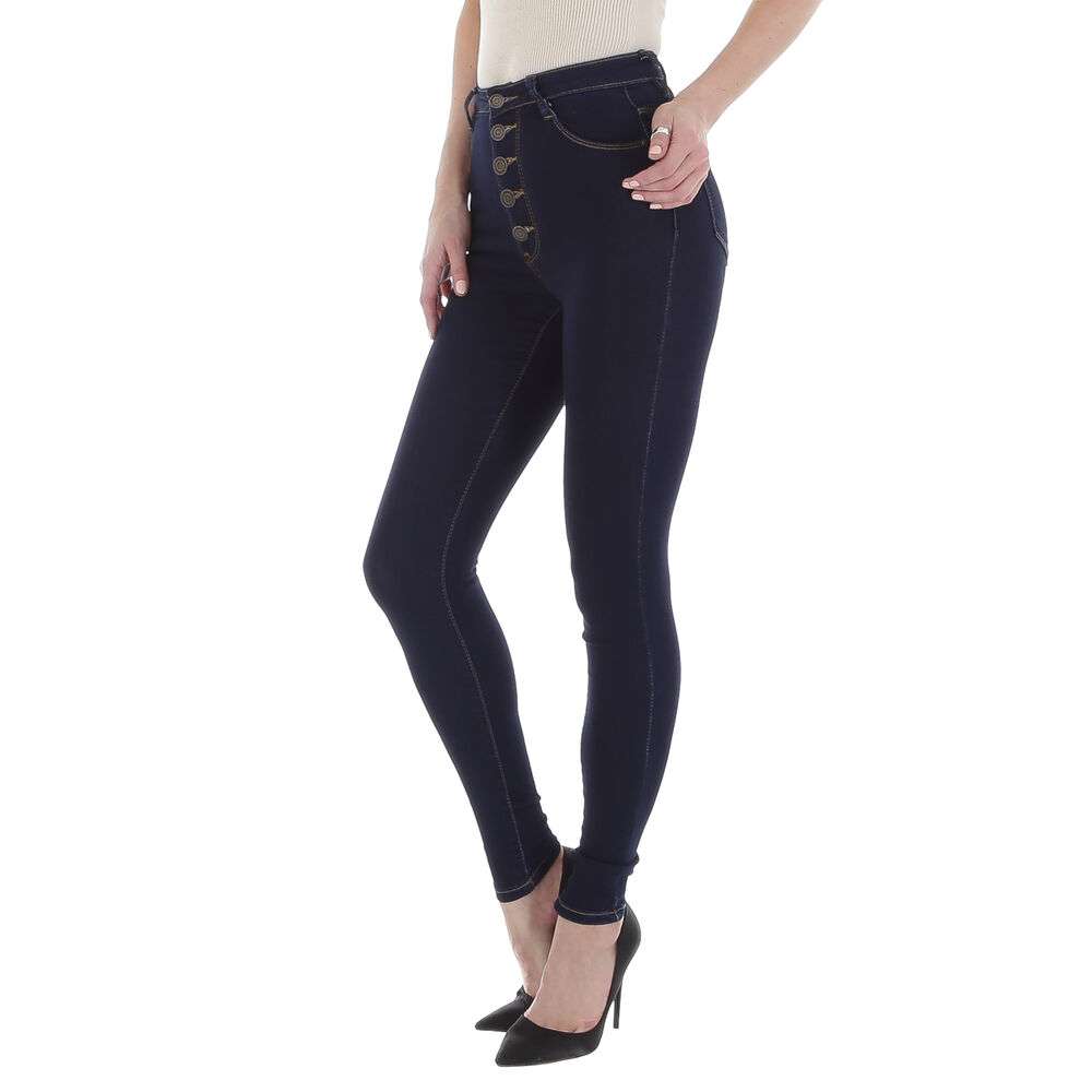 Blugi skinny talie inalta - DK.albastru dama