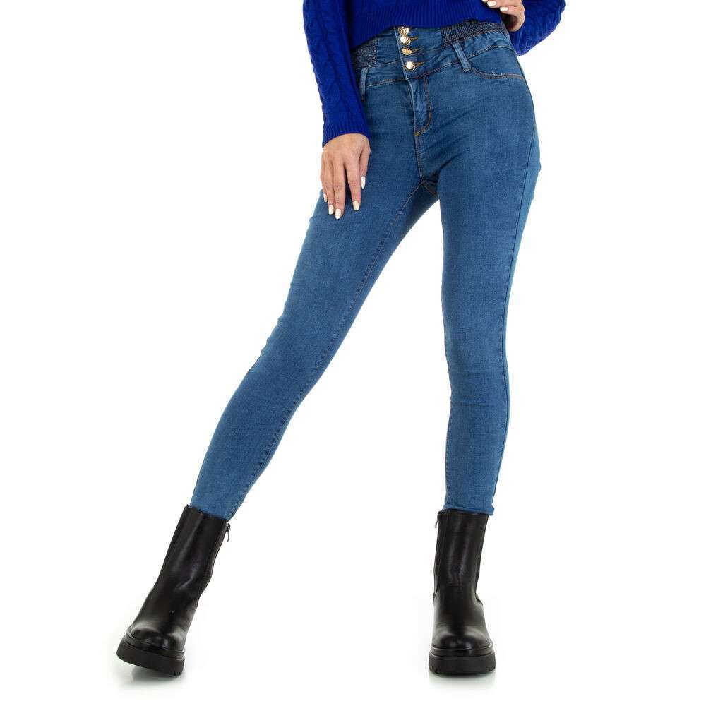 Blugi skinny talie inalta - albastru dama