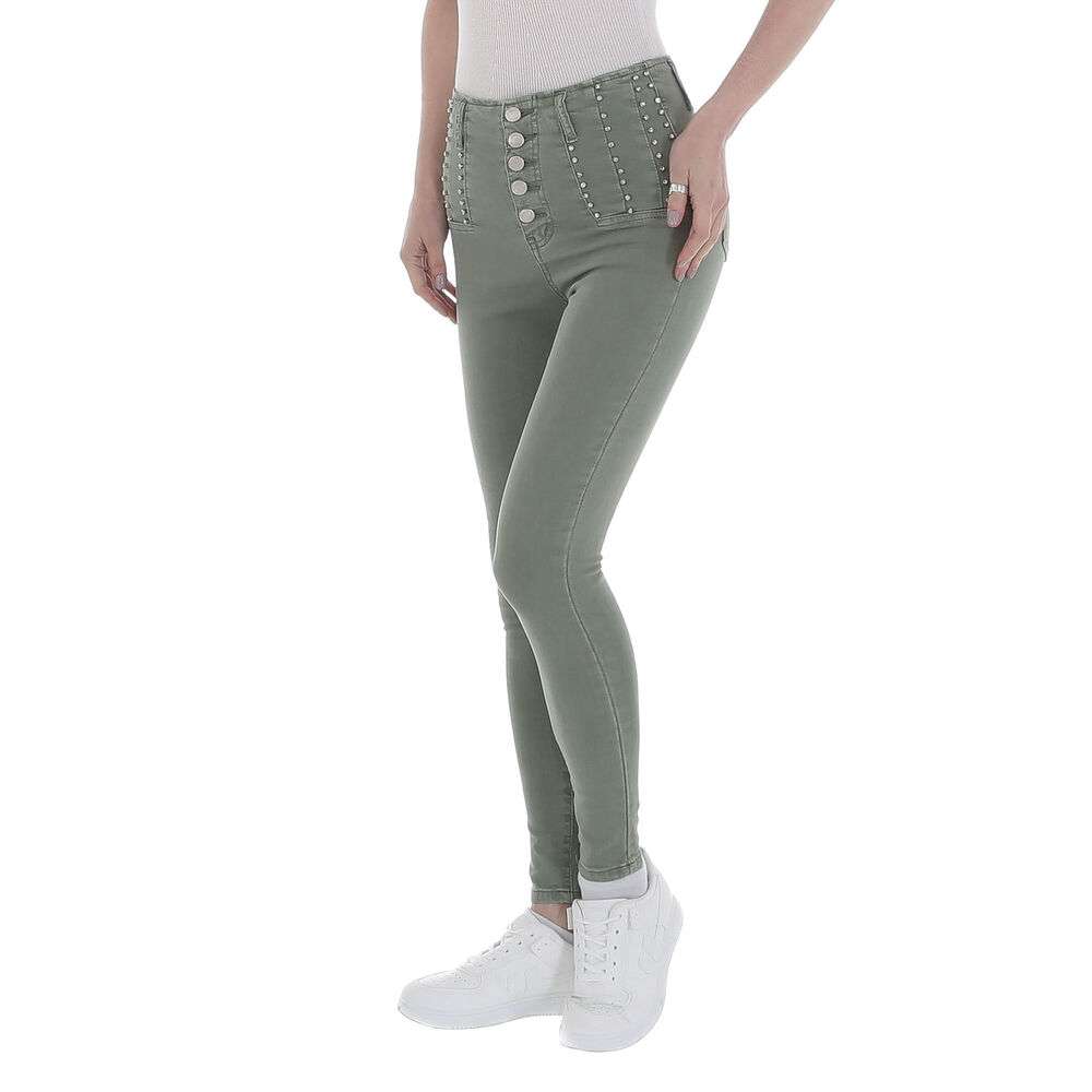 Blugi talie inalta M.Sara - verde dama