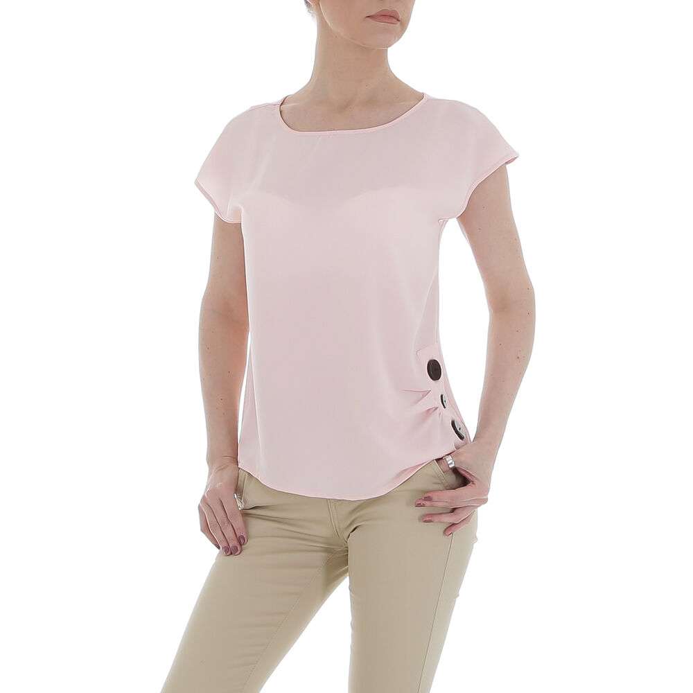 Bluza office maneca scurta - roz pudrat dama