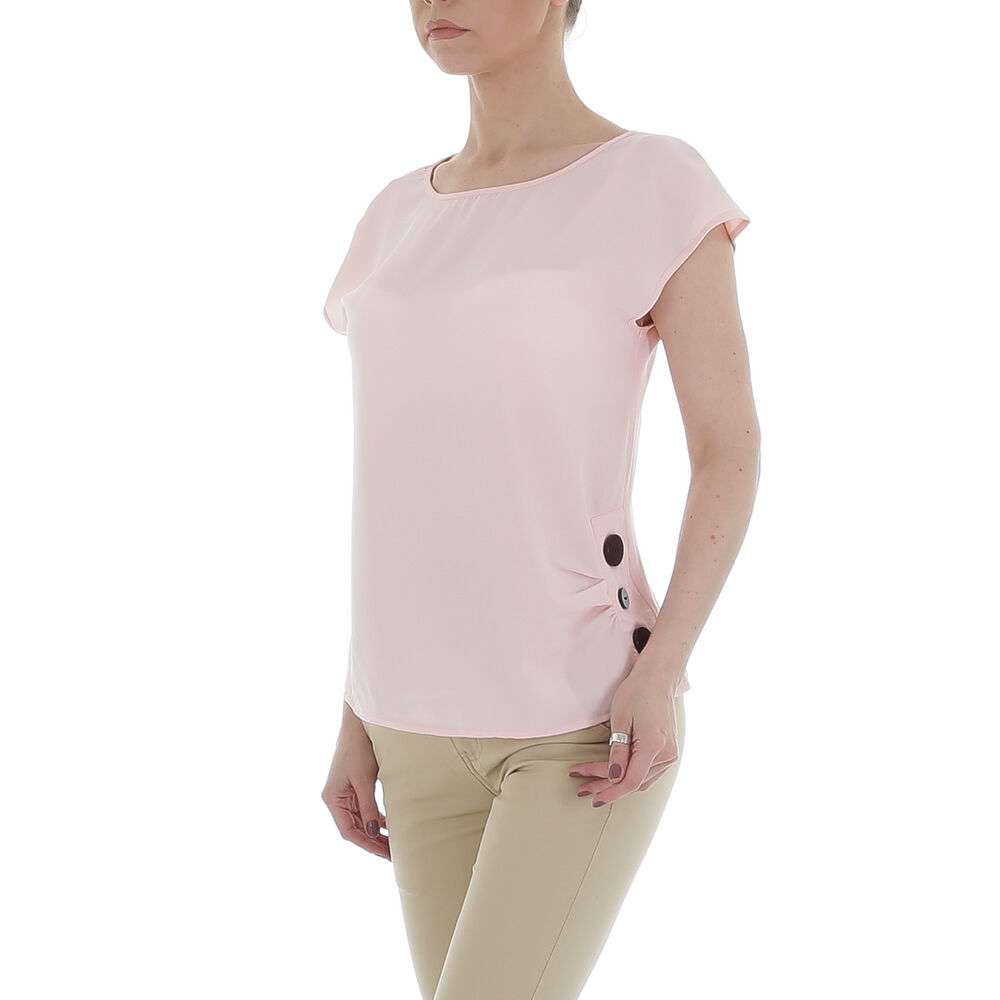 Bluza office maneca scurta - roz pudrat dama