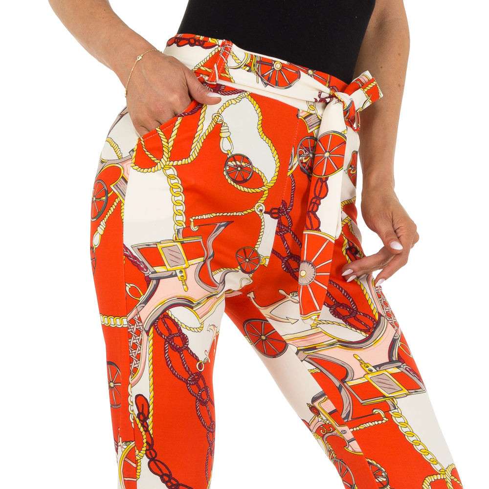 Pantaloni talie inalta cu imprimeu - Holala portocaliu dama