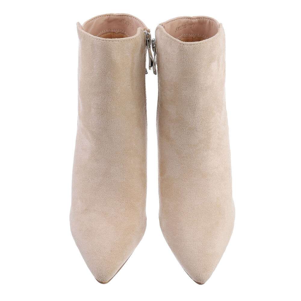 Botine cu toc subtire - bej dama
