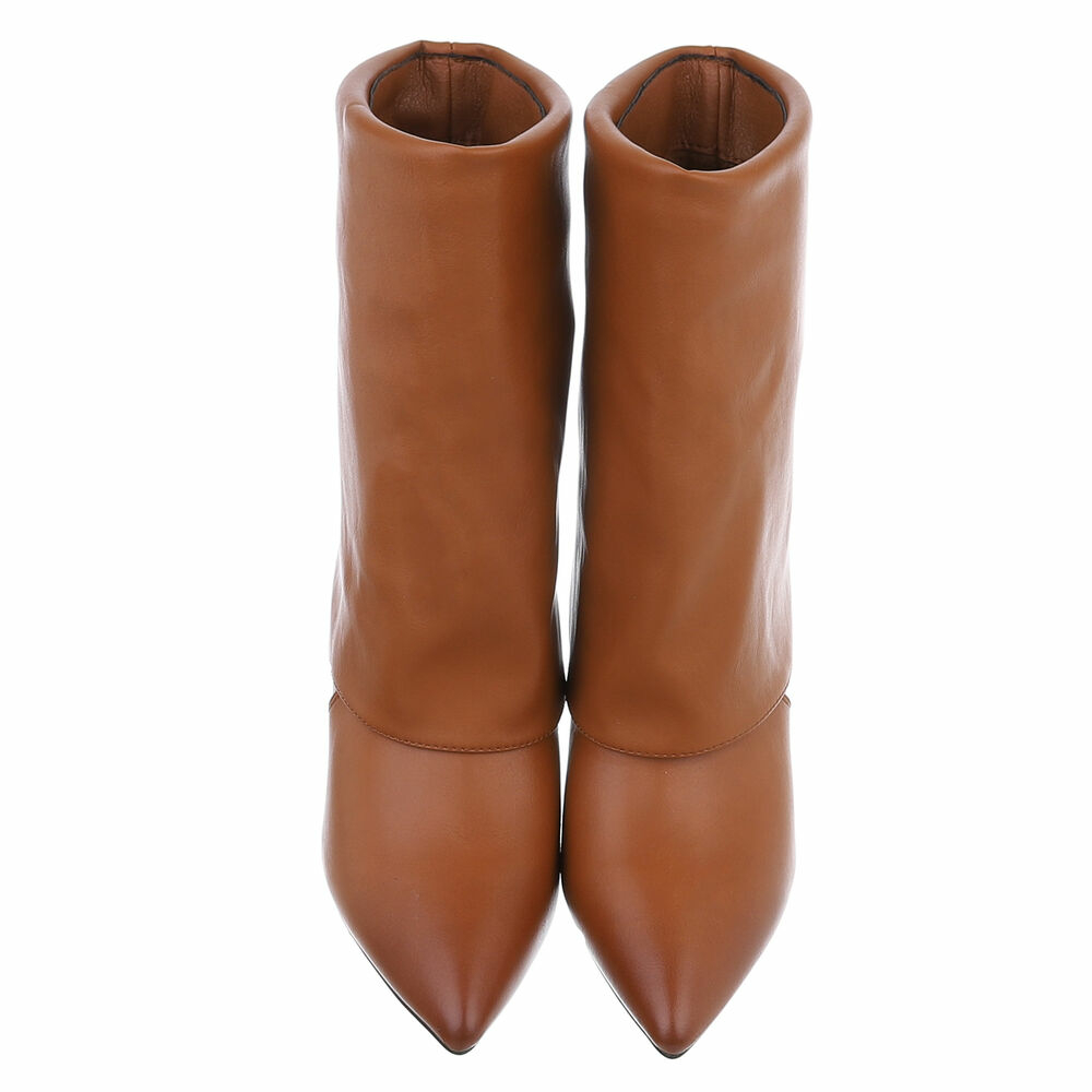 Botine elegante cu toc - bej dama