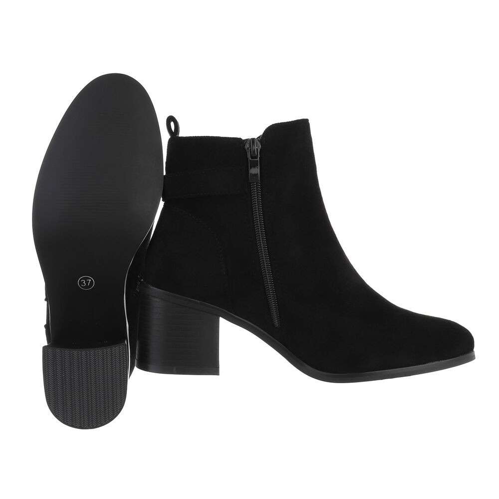 Botine elegante cu toc gros - blacksuede dama