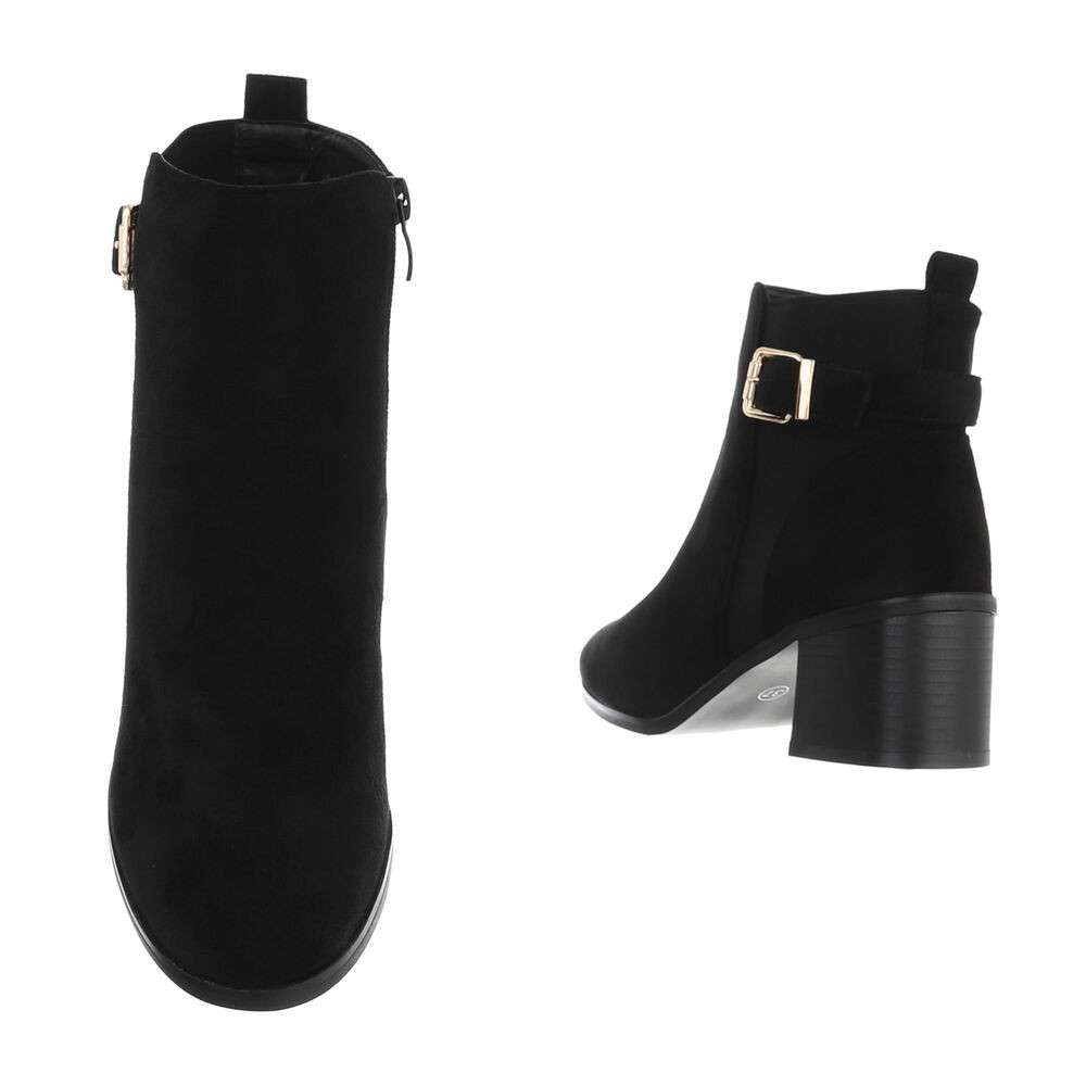 Botine elegante cu toc gros - blacksuede dama