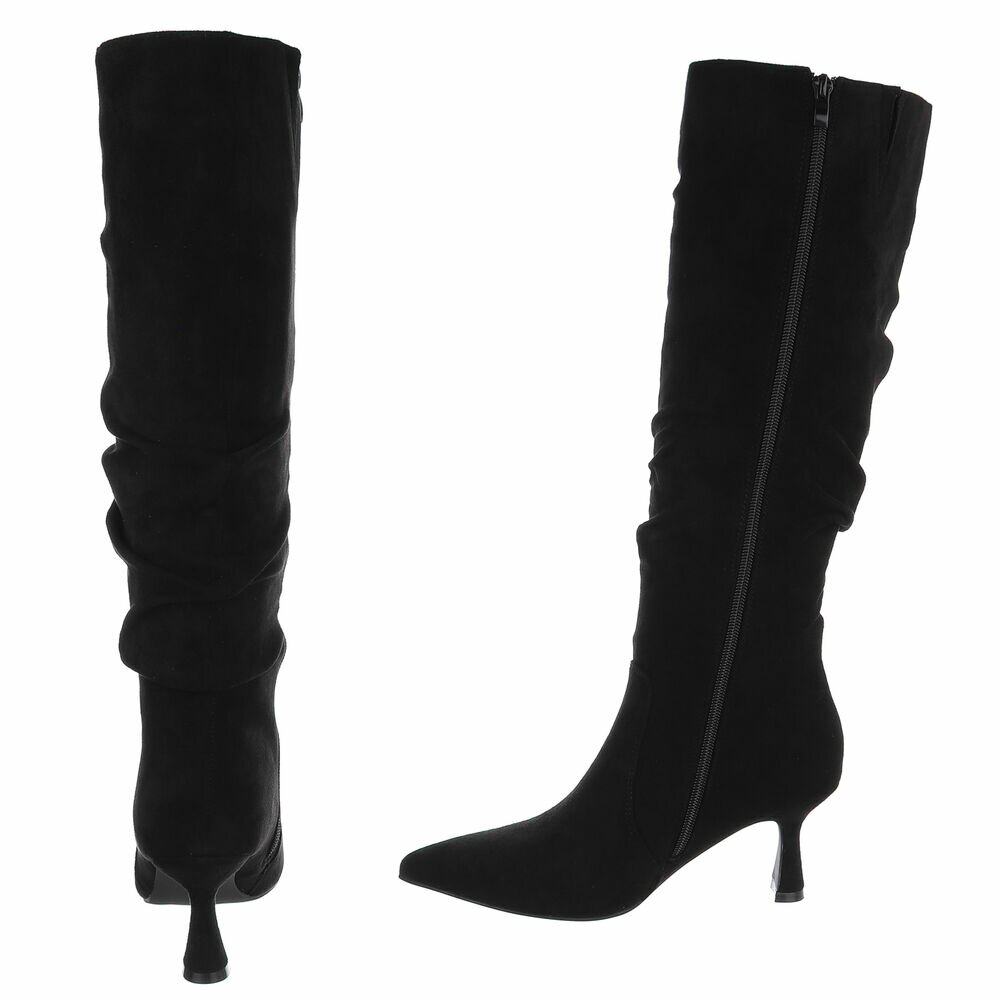 Cizme cu toc inalt - blacksuede dama