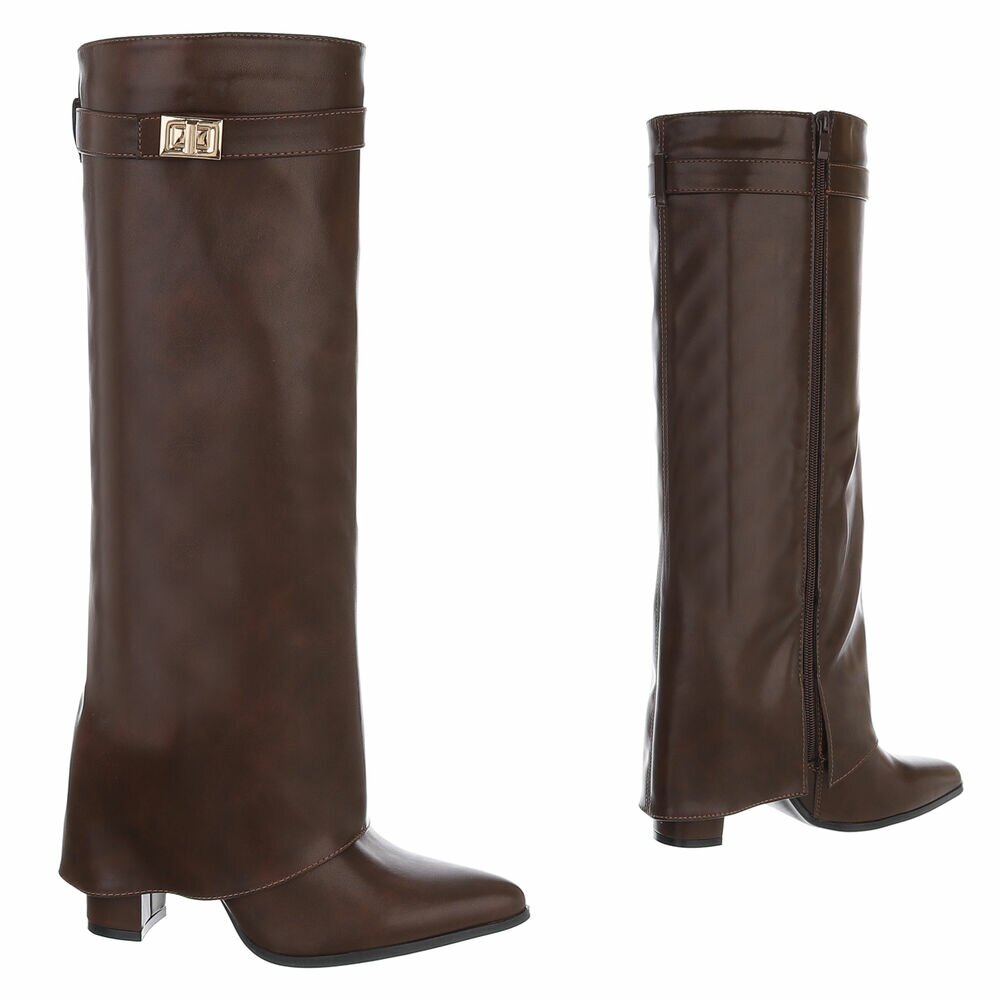 Cizme cu toc inalt - brownpu dama