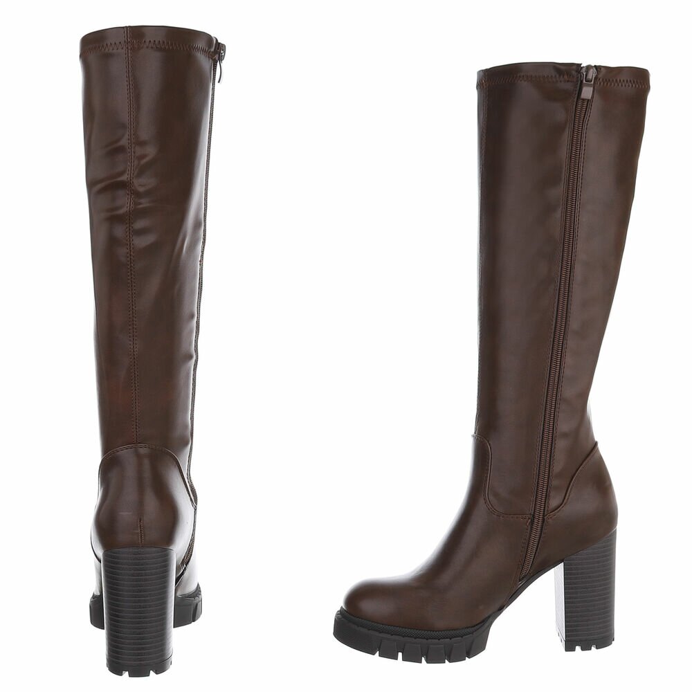 Cizme cu toc inalt - brownpu dama