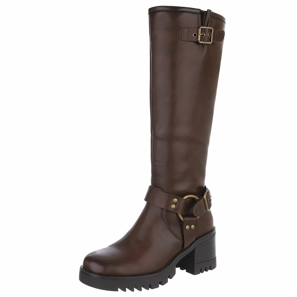 Cizme cu toc inalt - brownpu dama