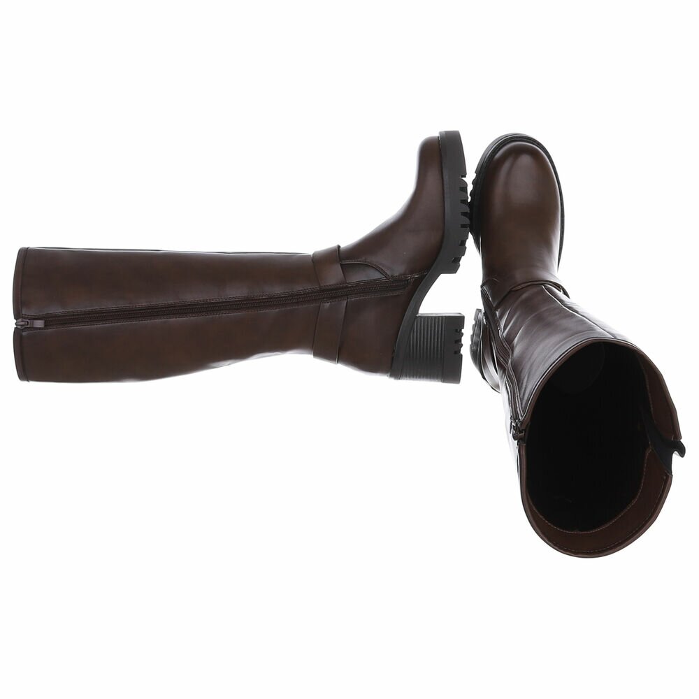 Cizme cu toc inalt - brownpu dama