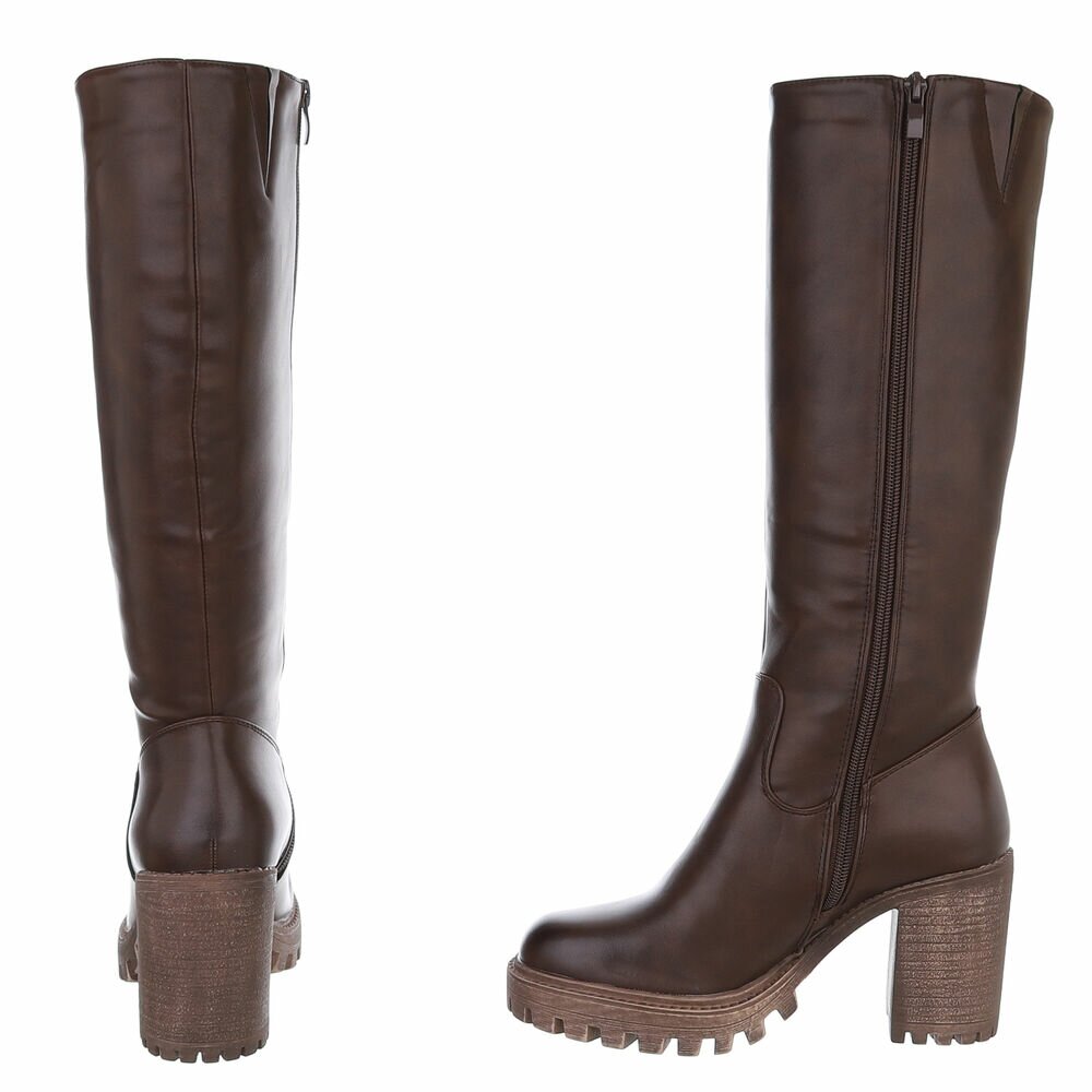 Cizme cu toc inalt - brownpu dama
