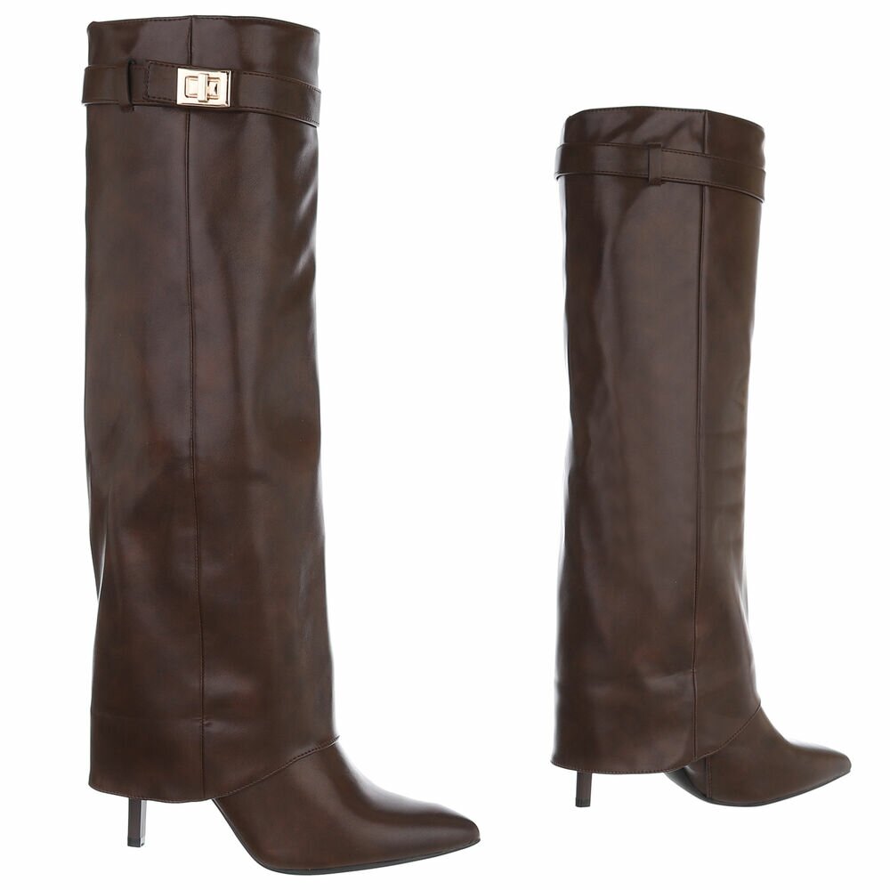 Cizme cu toc inalt - brownpu dama