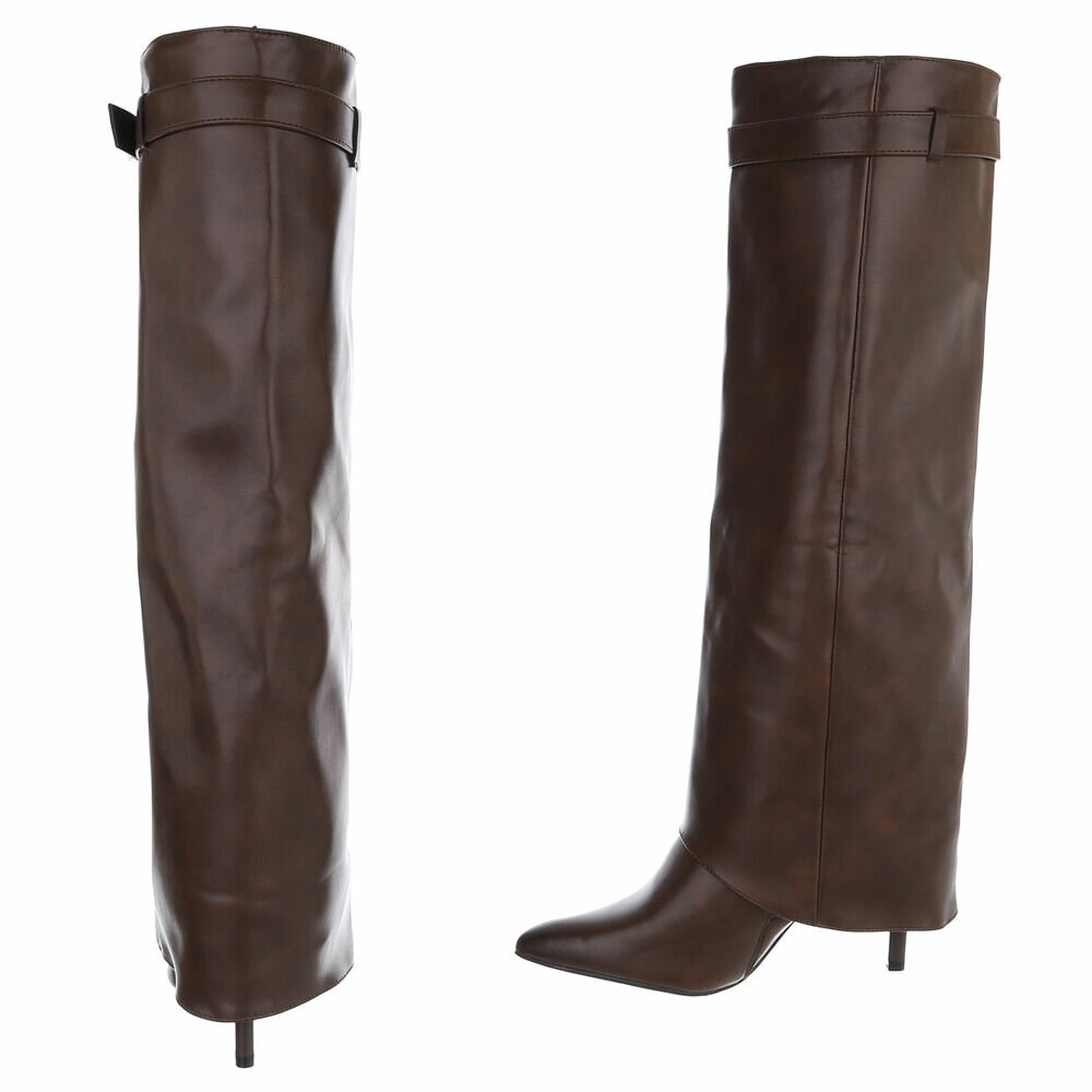 Cizme cu toc inalt - brownpu dama