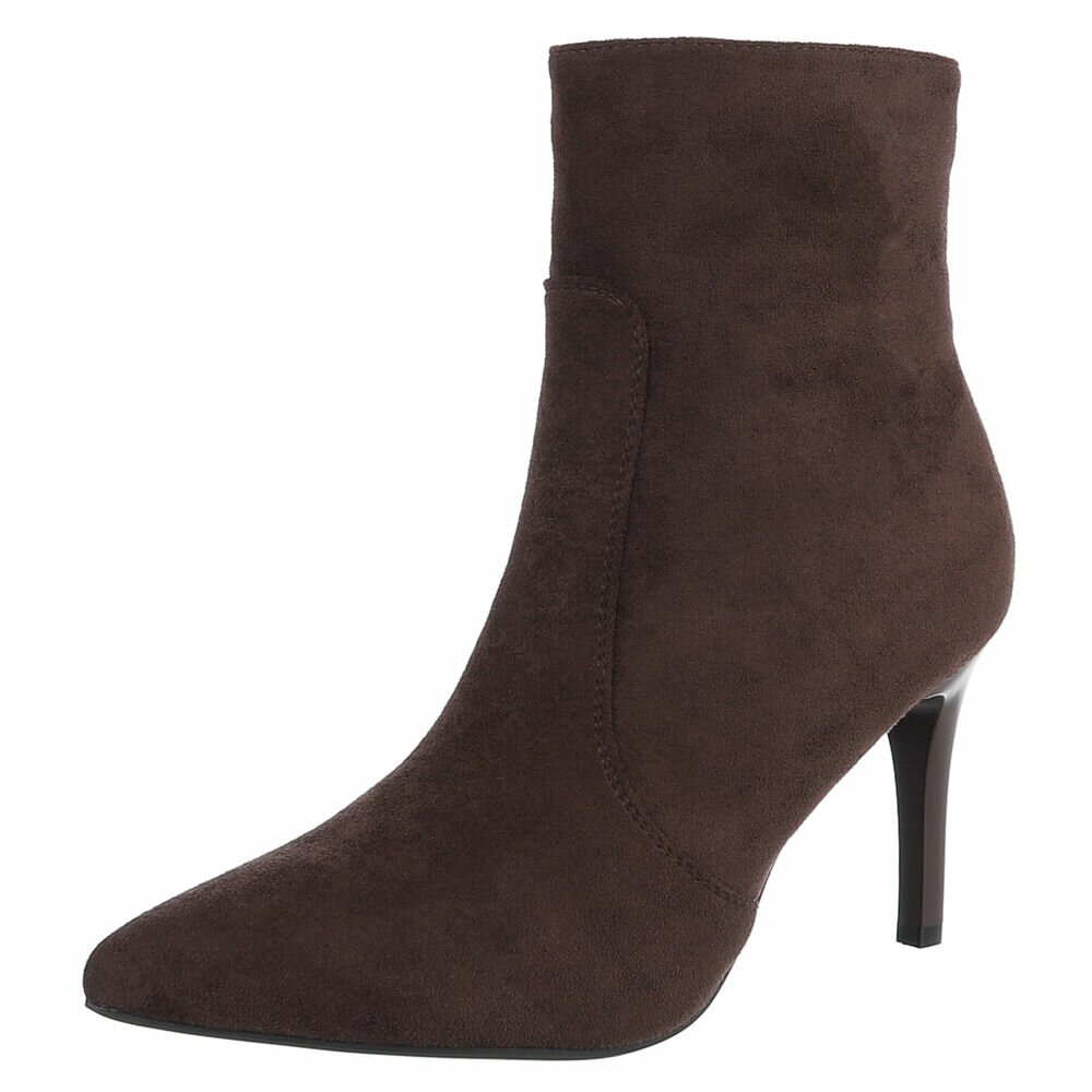 Botine toamna cu toc subtire - brownsuede dama