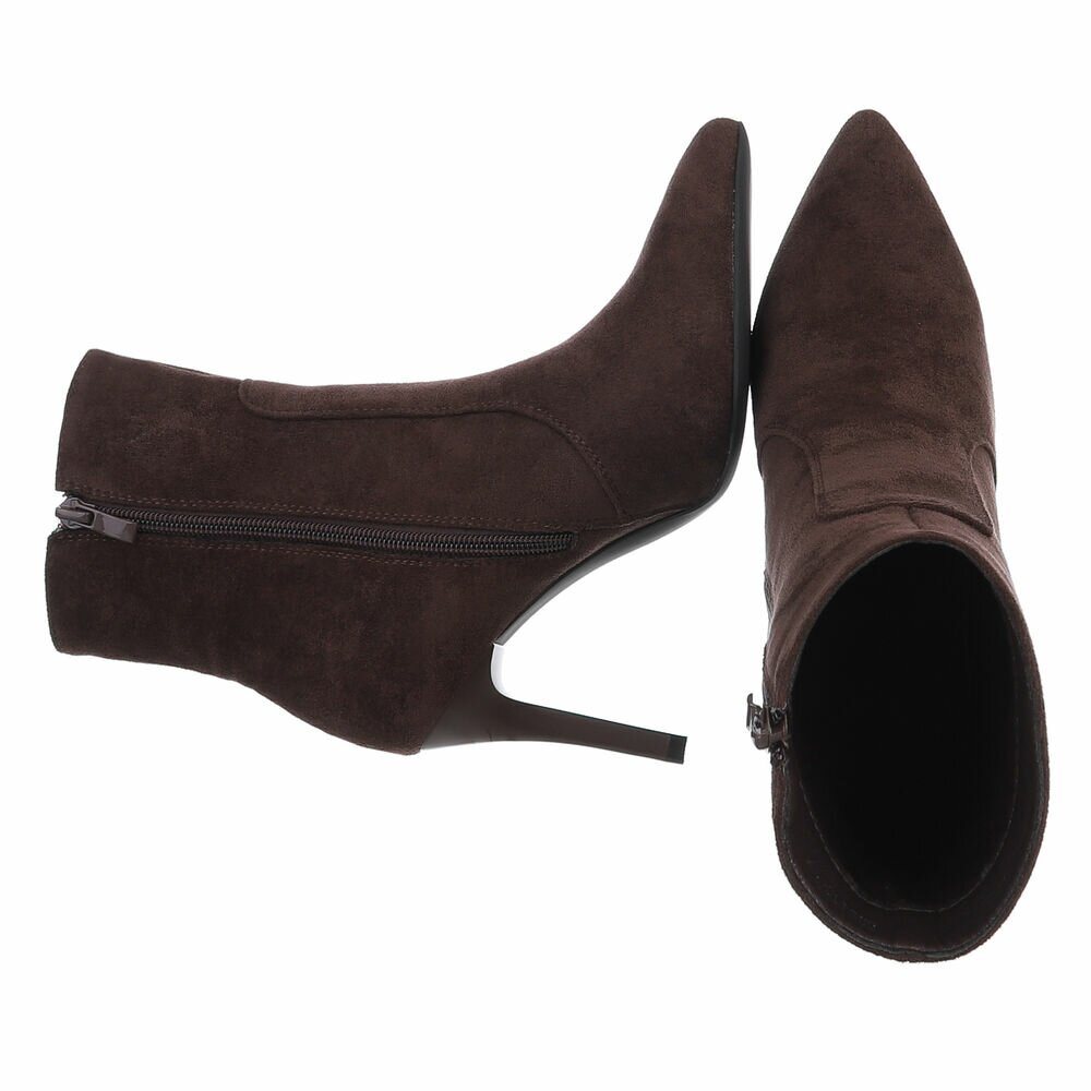 Botine toamna cu toc subtire - brownsuede dama