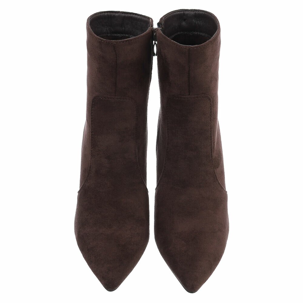 Botine toamna cu toc subtire - brownsuede dama