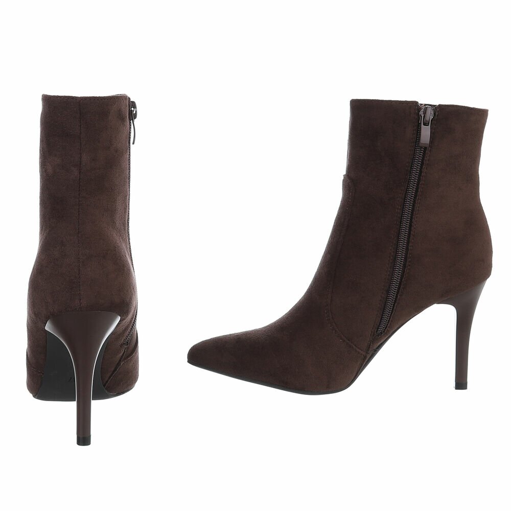 Botine toamna cu toc subtire - brownsuede dama