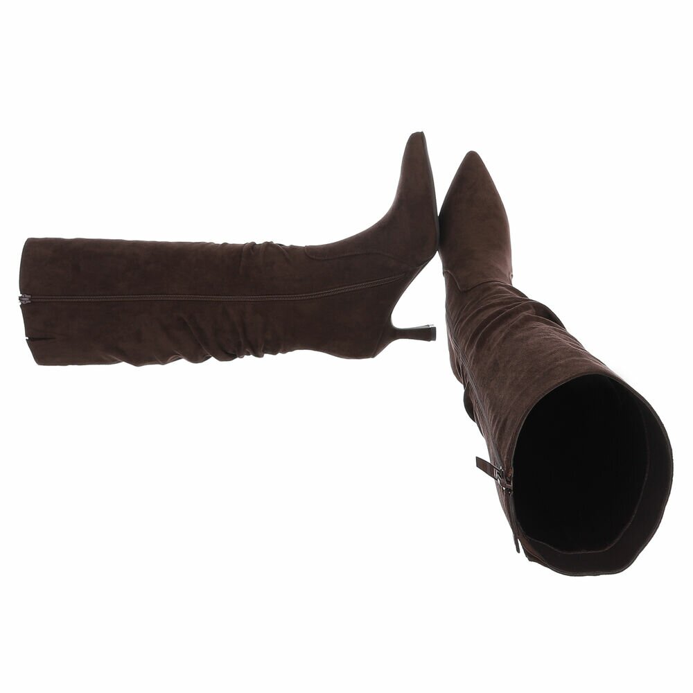 Cizme cu toc inalt - brownsuede dama
