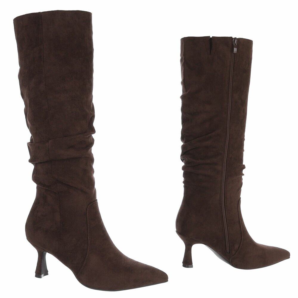 Cizme cu toc inalt - brownsuede dama