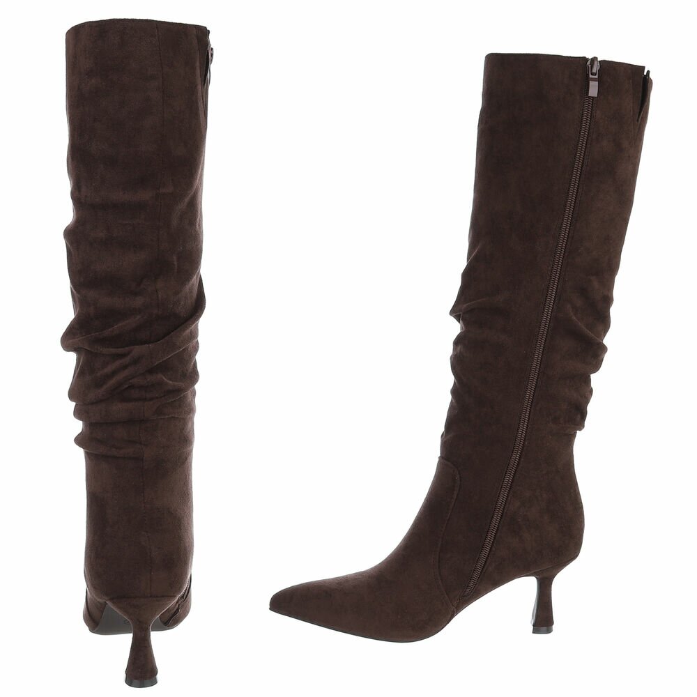 Cizme cu toc inalt - brownsuede dama