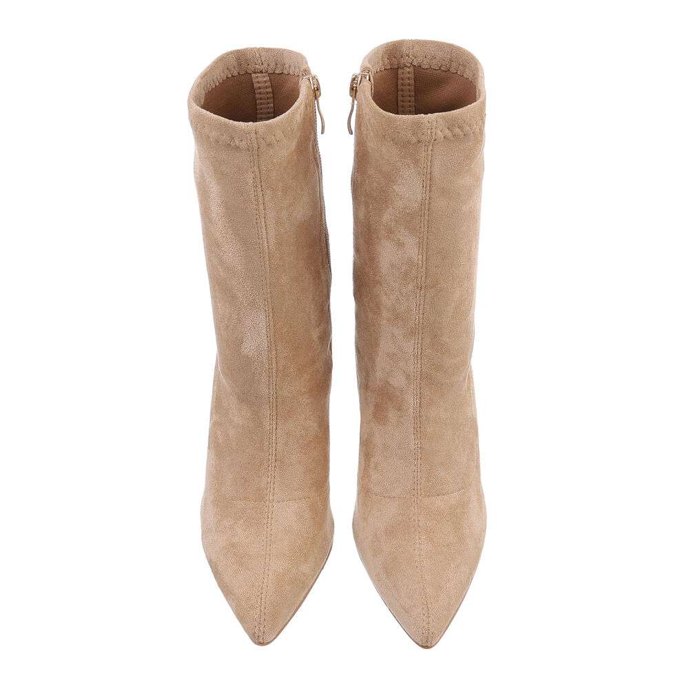 Botine cu toc gros inalt - kaki dama