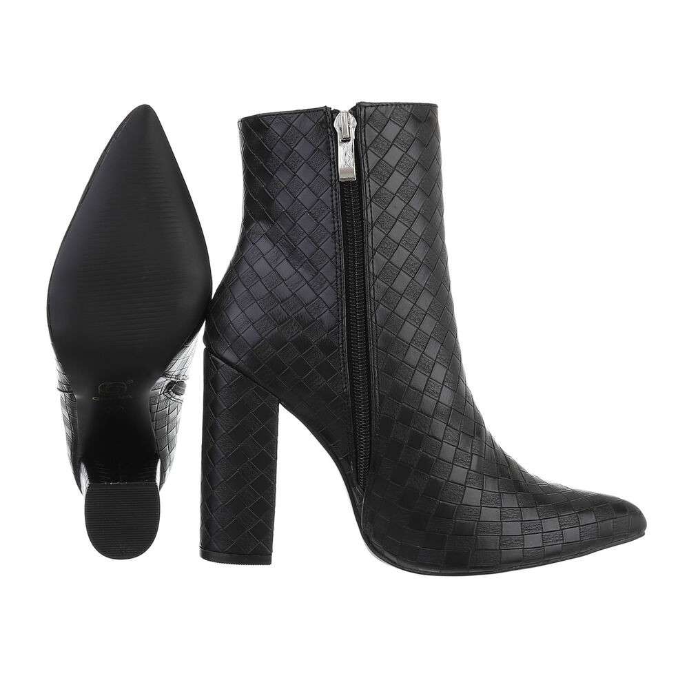 Botine cu toc gros - negru dama