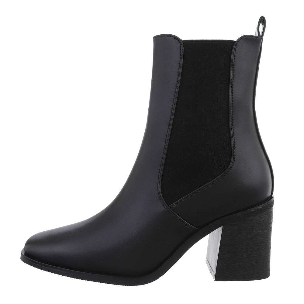 Botine toc gros - negru dama