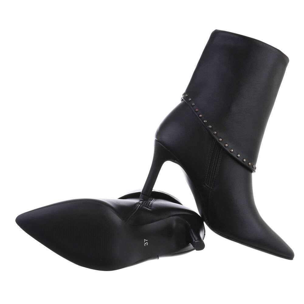 Botine toc subtire inalt - negru dama