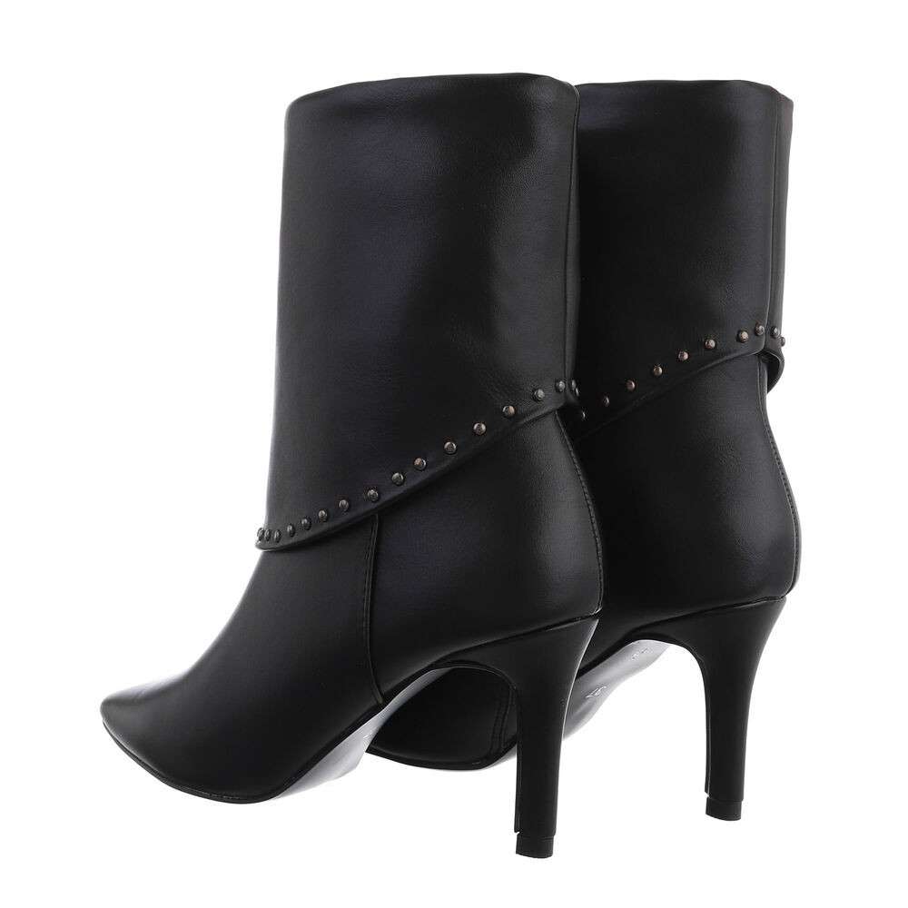 Botine toc subtire inalt - negru dama