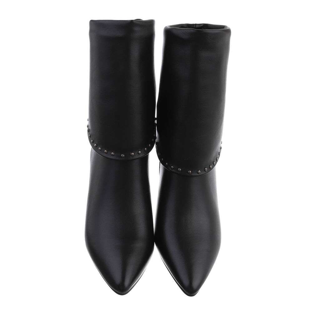 Botine toc subtire inalt - negru dama