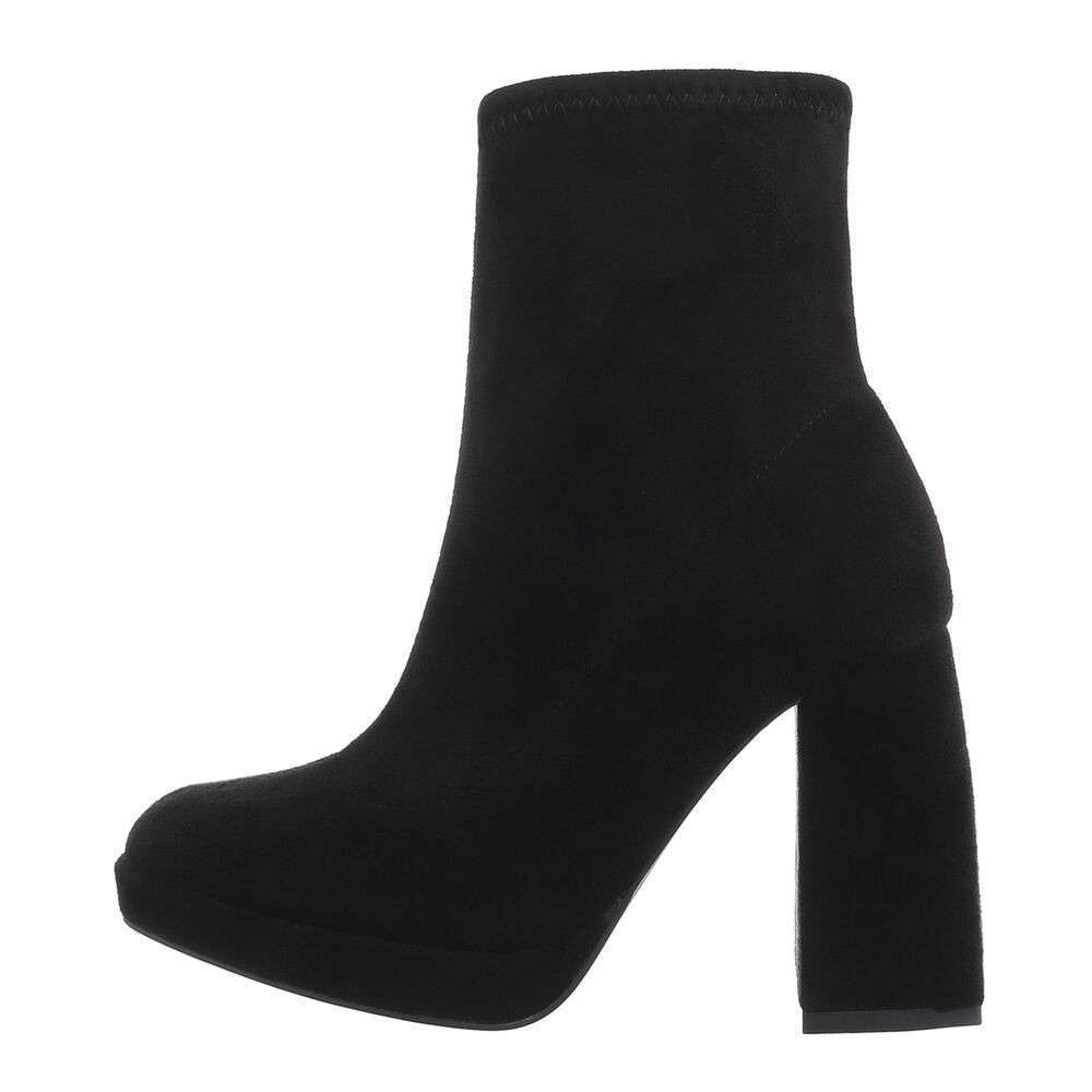 Botine retro cu toc gros si platforma - negru dama