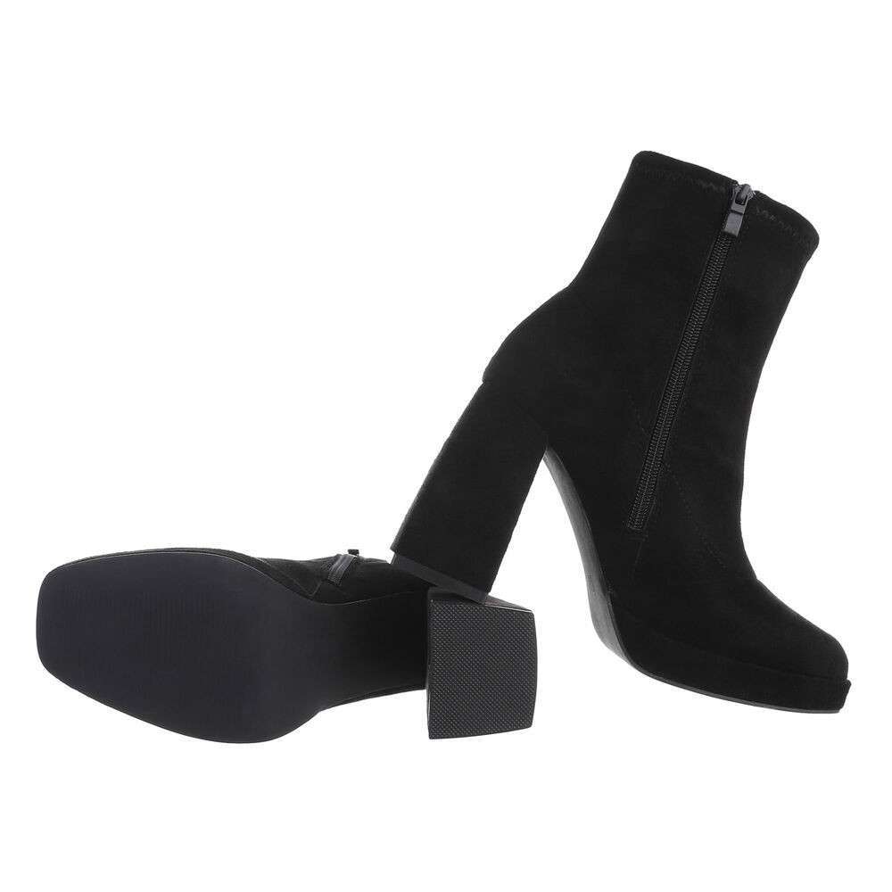 Botine retro cu toc gros si platforma - negru dama