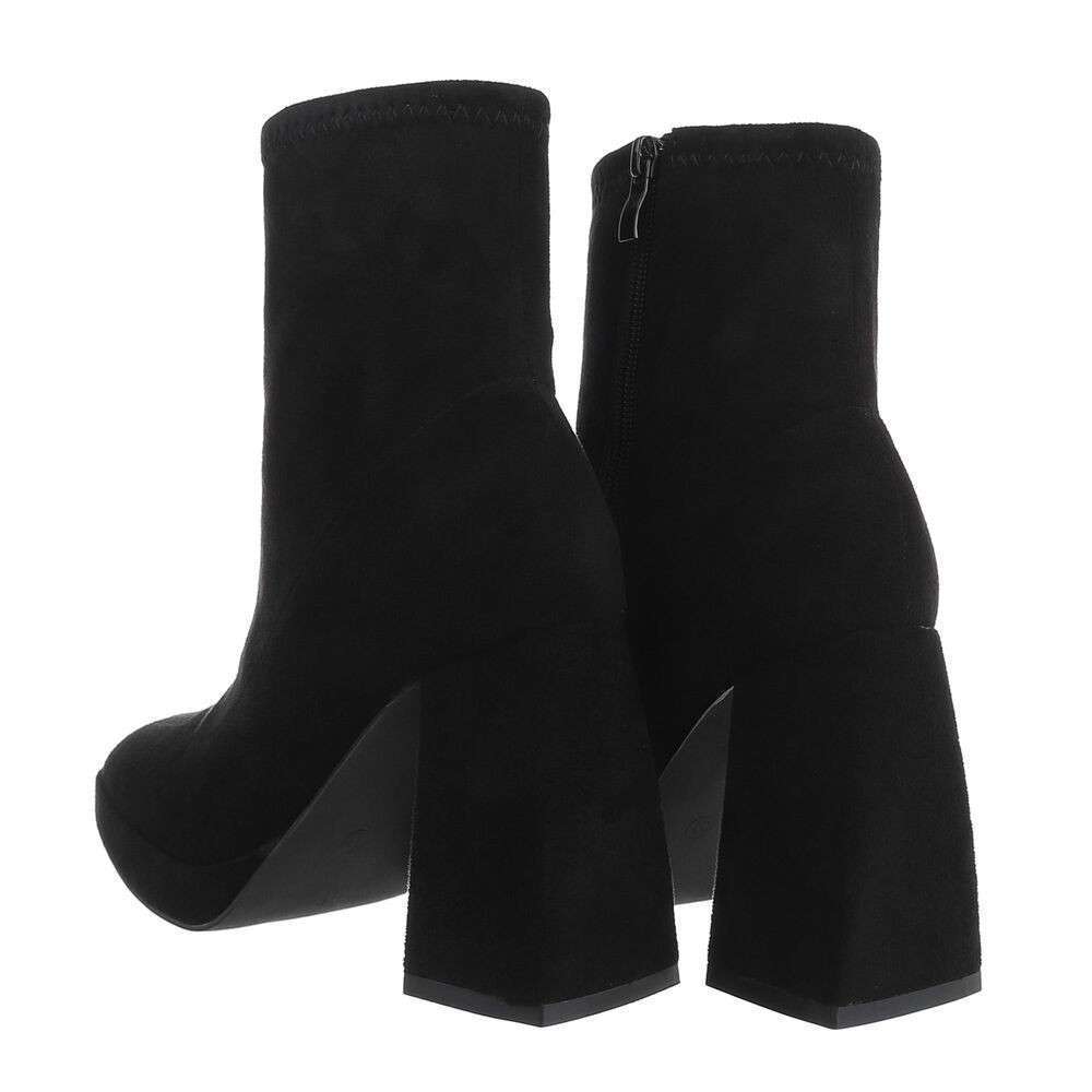 Botine retro cu toc gros si platforma - negru dama