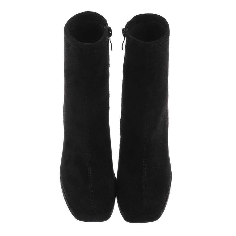 Botine retro cu toc gros si platforma - negru dama