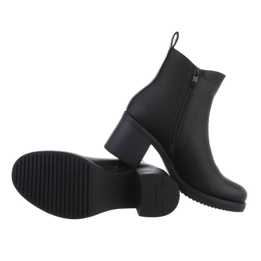 Botine cu toc mic gros - negru dama