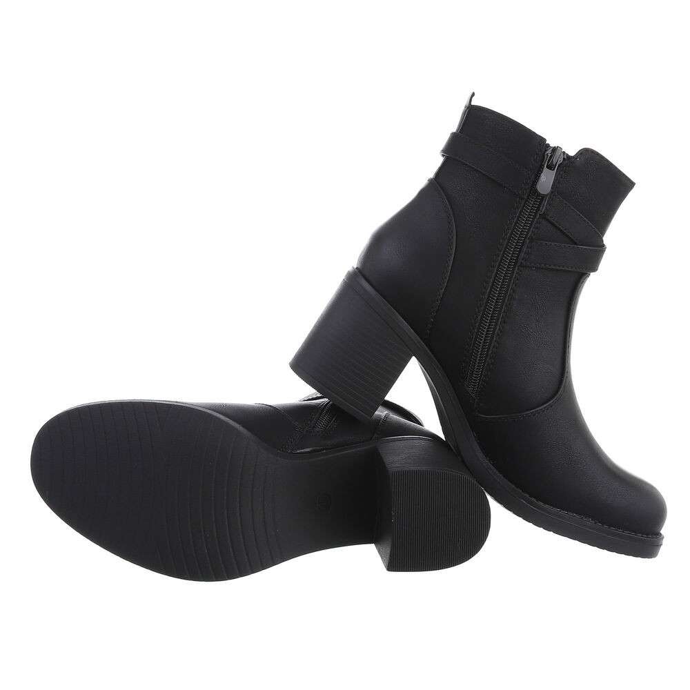 Botine cu toc mic gros - negru dama