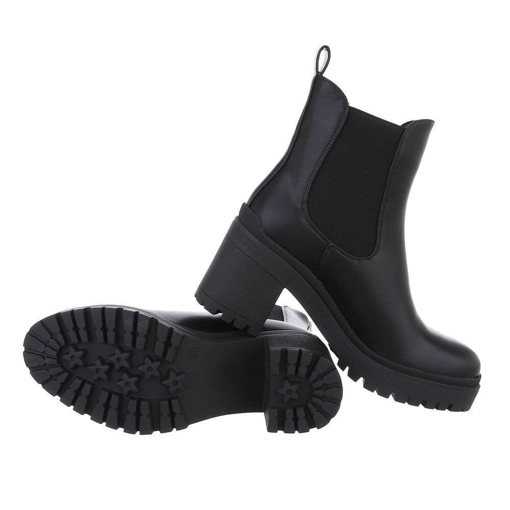 Botine cu toc gros - negru dama