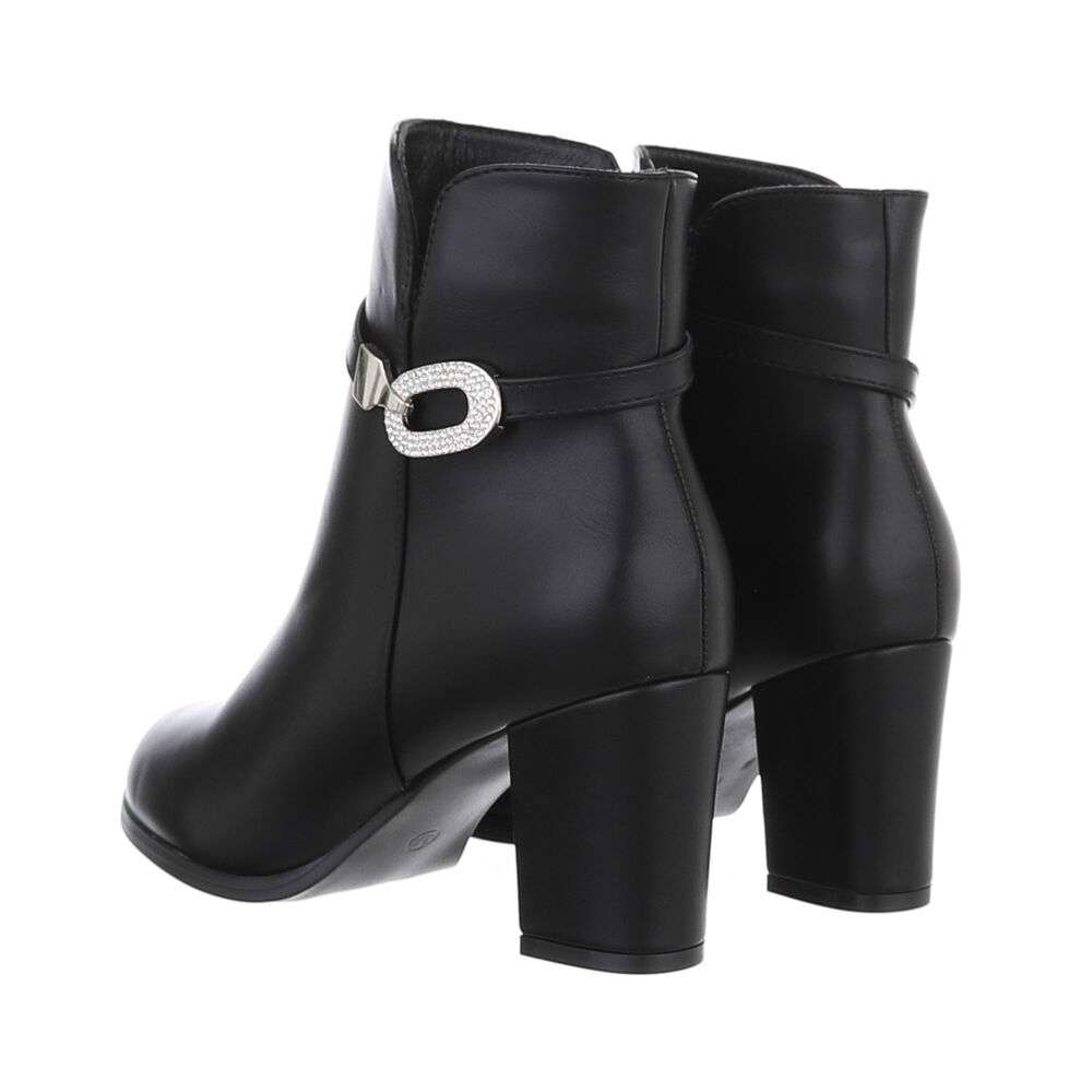 Botine cu strasuri si toc gros - negru dama