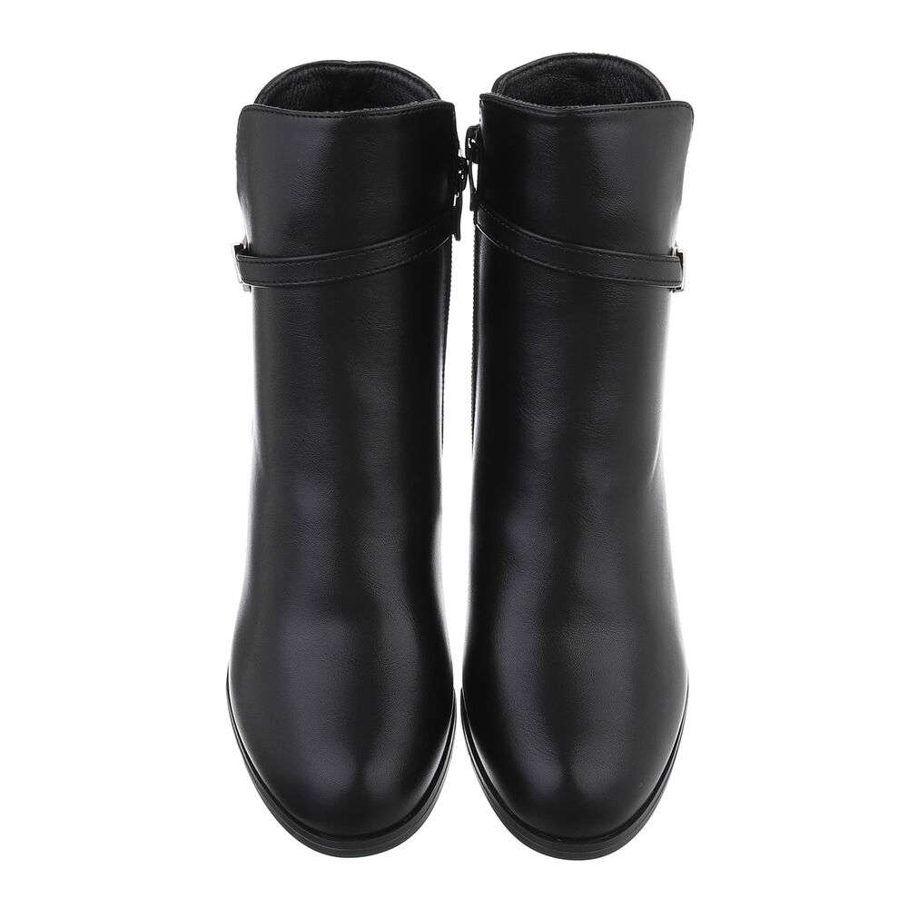 Botine cu strasuri si toc gros - negru dama