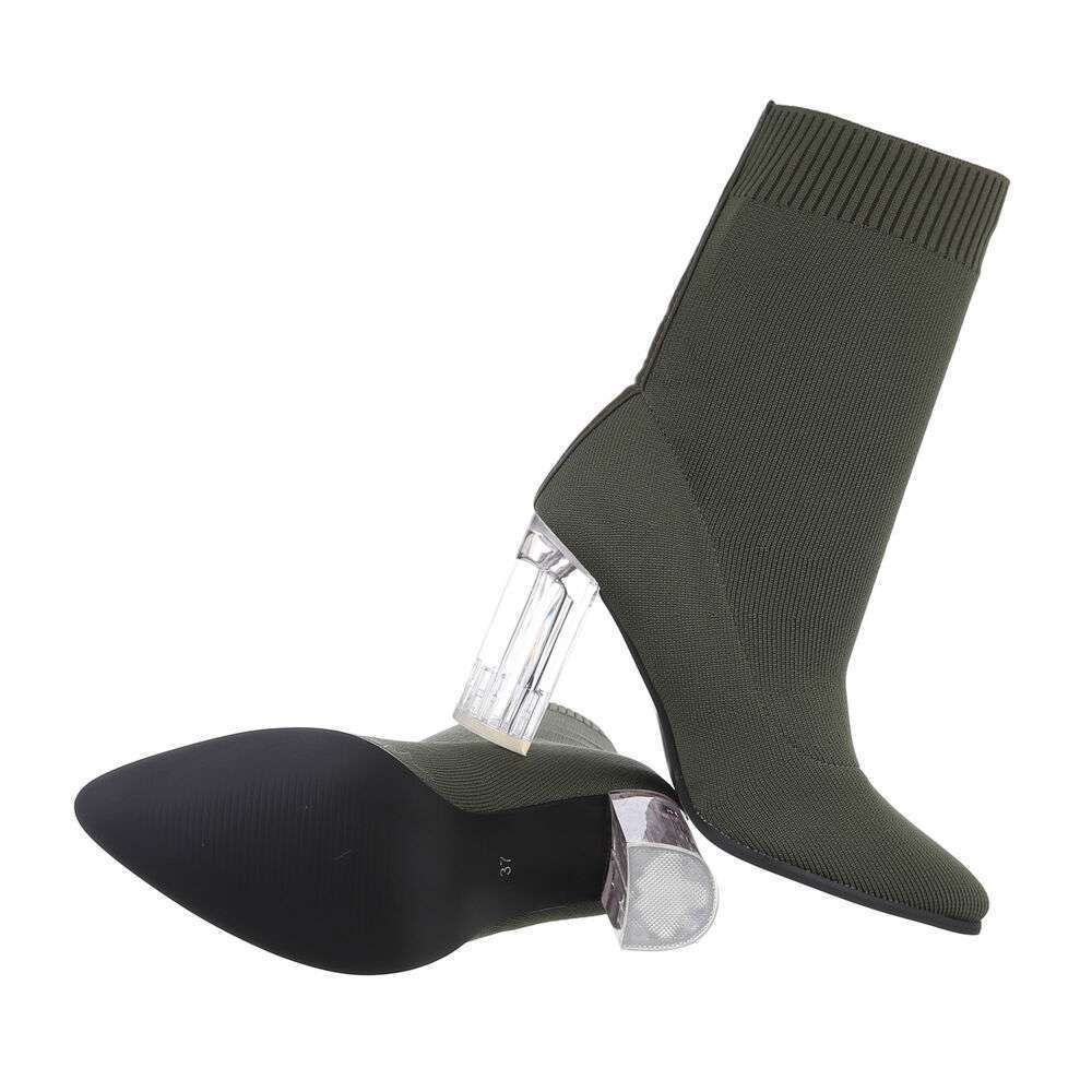 Botine cu toc gros - oliv dama