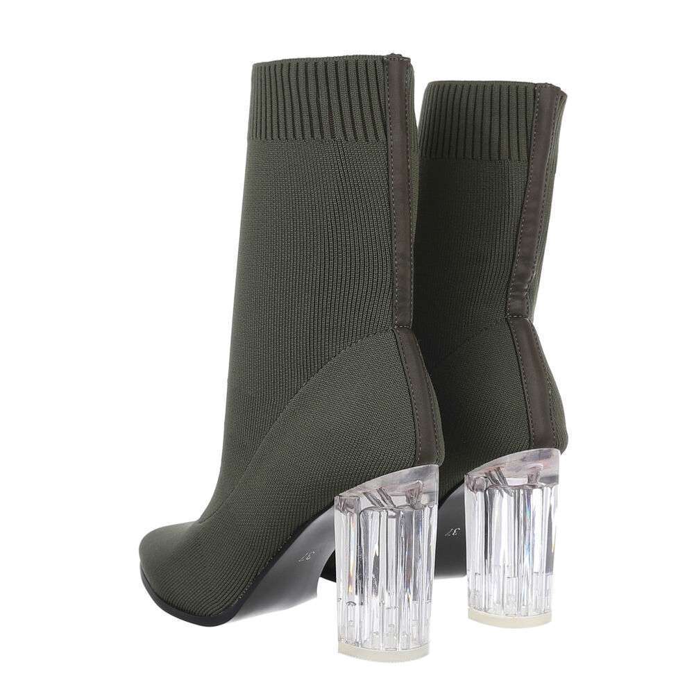 Botine cu toc gros - oliv dama